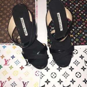 Manolo Blahnik black wedges